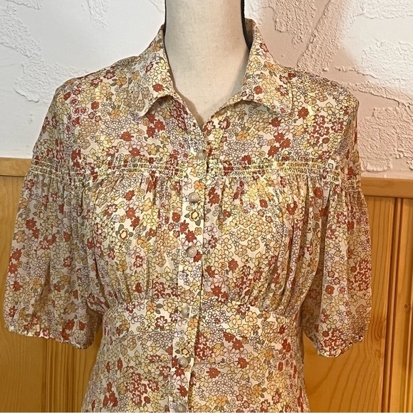 Free People Bonnie Smocked Mini Dress Sz-S - Picture 3 of 11